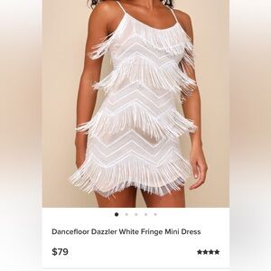 Lulus Dancefloor Dazzler White Fringe Mini Dress